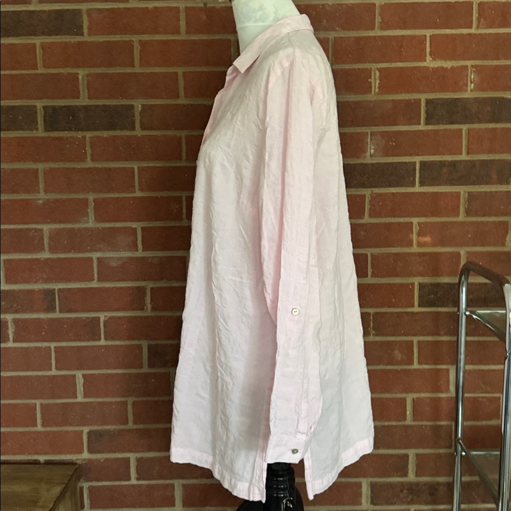 J. Jill Pale Pink Tab Long Sleeve Lightweight Cotton Blend Tunic - Picture 5 of 11